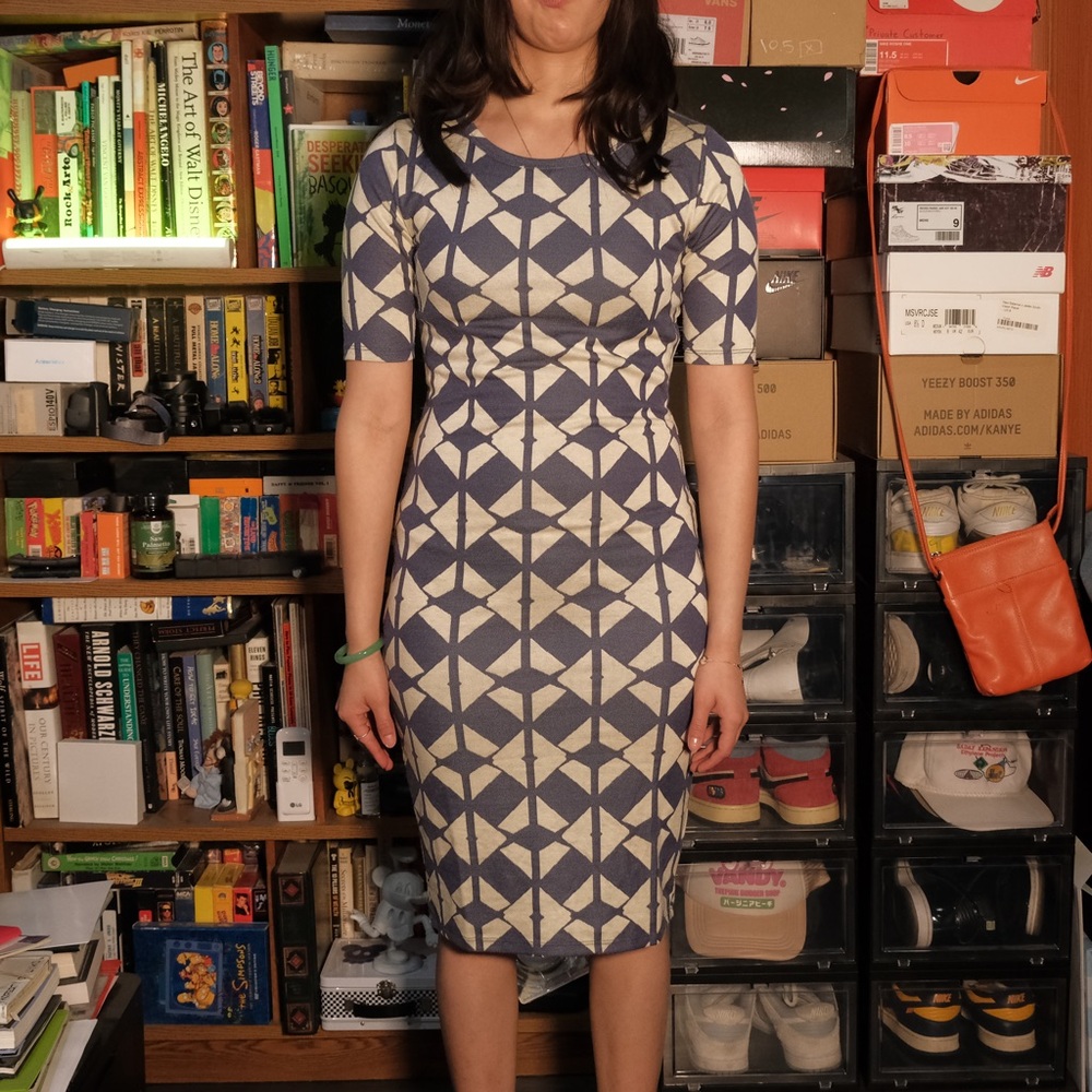 Lularoe Geometric Patterned Dress - Black and Gray